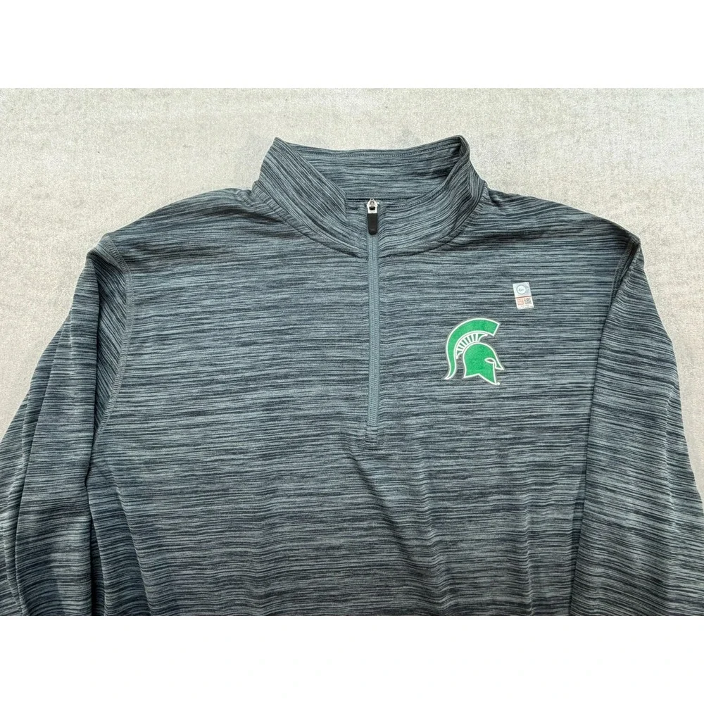 New NCAA Michigan State Spartans Quarter Zip Pullover Men Gray Large